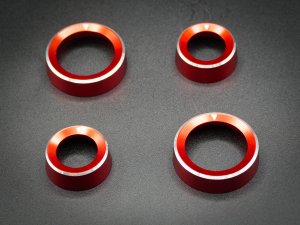 Ford Bronco Central Control Button Cover Set - Billet 4 Piece Console Set - Anodized Red Ford Bronco Central Control Button Cover Set - Billet 4 Piece Console Set - Anodized Red